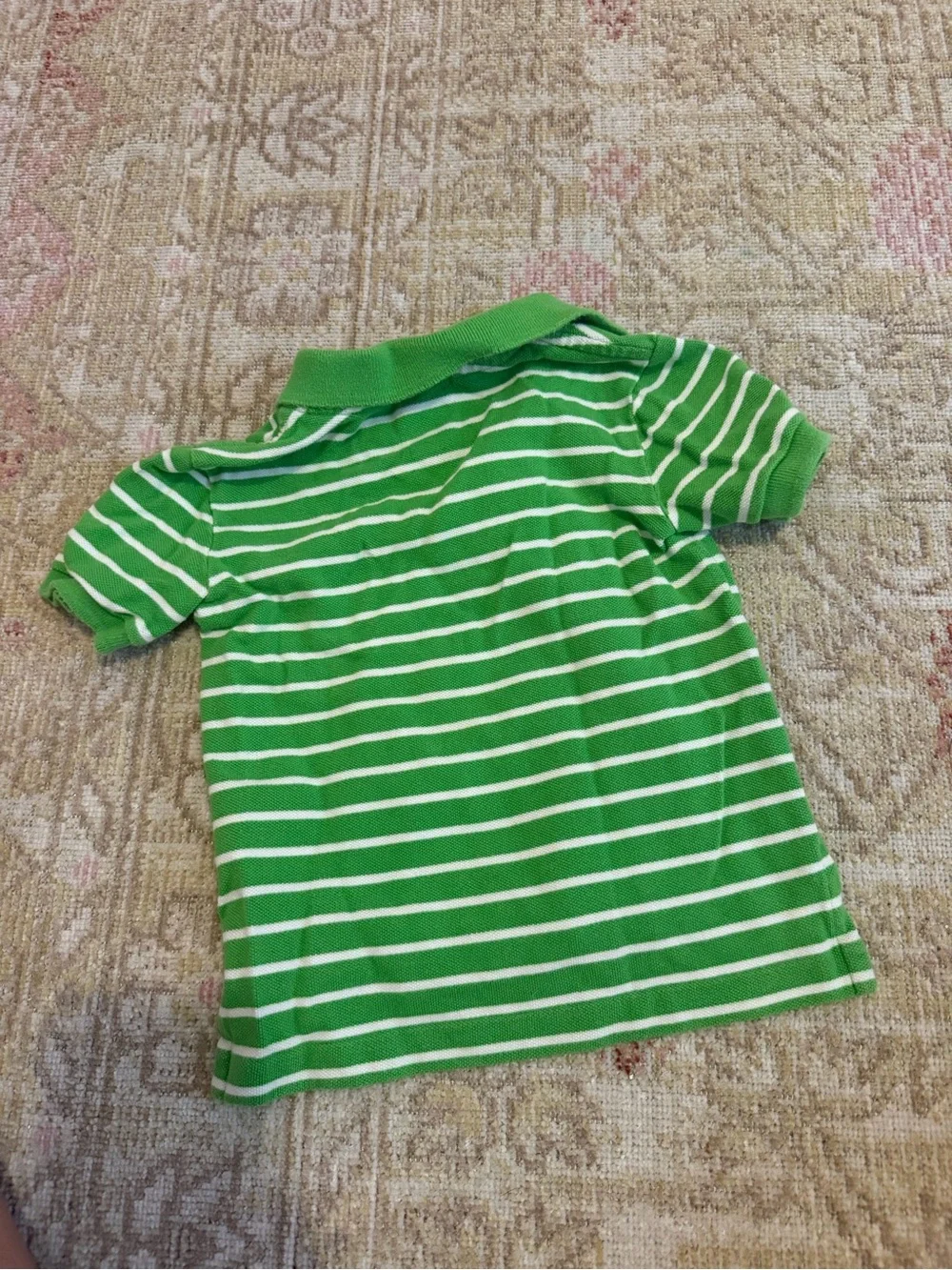 Ralph Lauren Green & White Striped Polo with Blue Pony
